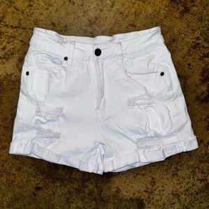 White jean shorts